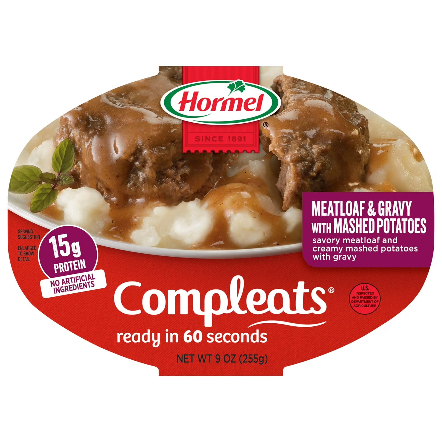 Hormel Compleats Meatloaf & Gravy with Mashed Potatoes Microwave Meal 9 oz