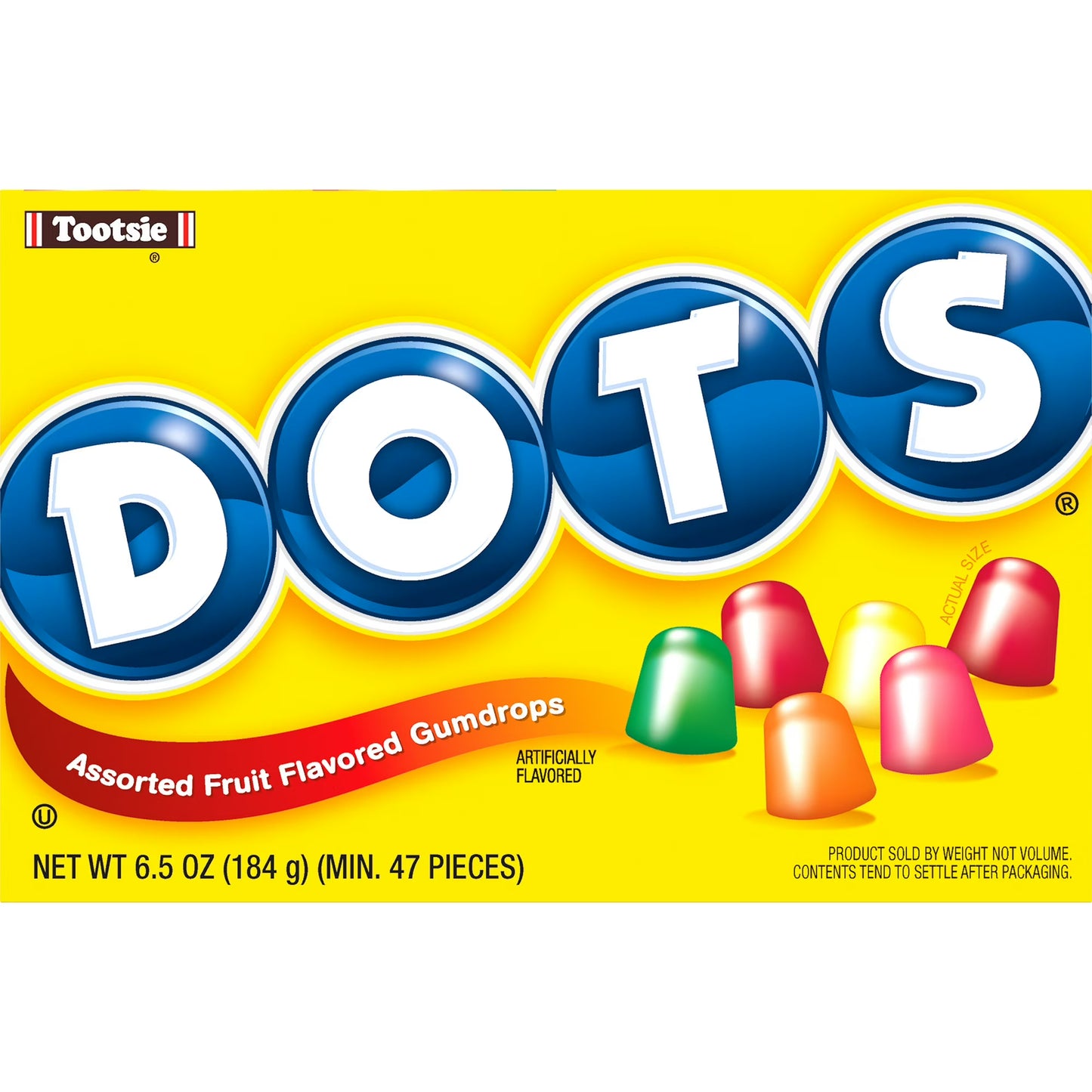 Tootsie, Dots Assorted Fruit Flavored Gumdrops, 6.5 oz. Peanut-Free, Gluten Free