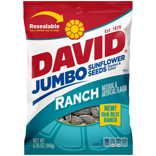 David Jumbo Sunflower Ranch Flavor, 5.25 Ounce Bag