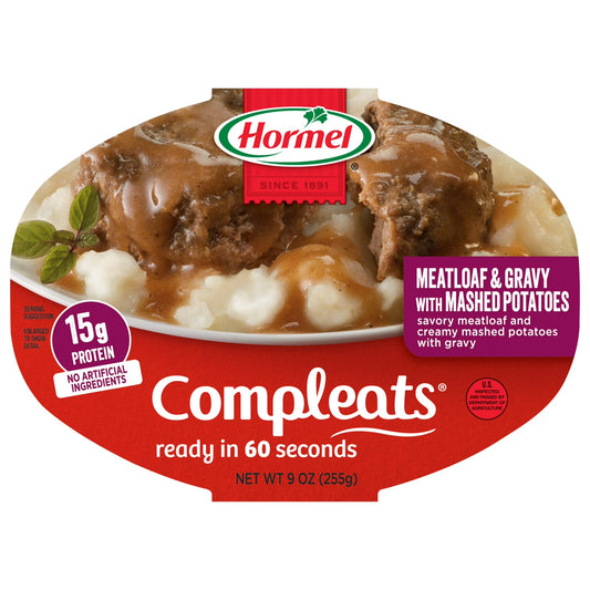 Hormel Compleats Meatloaf & Gravy with Mashed Potatoes Microwave Meal 9 oz