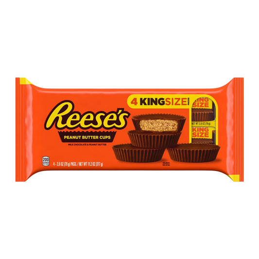 REESE'S Milk Chocolate King Size Peanut Butter 4 Cups Candy Pack  2.8 oz